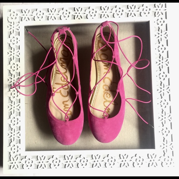 SAM EDELMAN PINK LACE UP SWEADE SHOES SIZE 8 - Picture 4 of 14